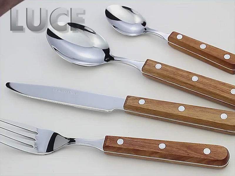 Delightful Stainless Steel Wooden-Handle Cutlery Set