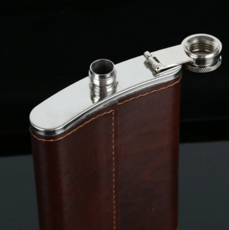 Stainless Steel Leather Hip Flask