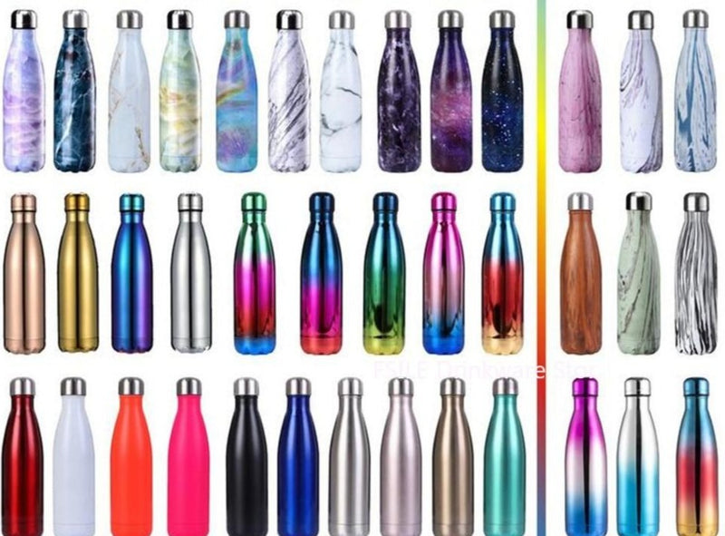 Patterned Stainless Steel Water Bottle (500 ml, 1,000 ml)