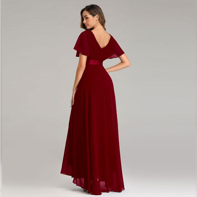 Floor-length V-Neck Flowing Evening Gown