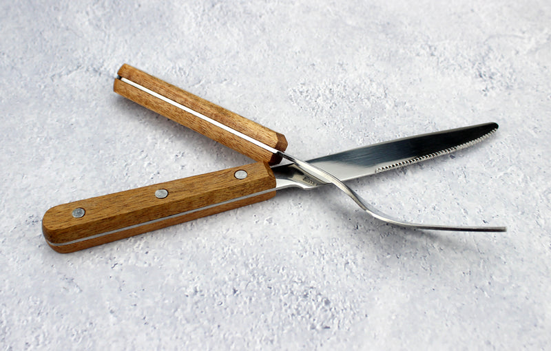 Delightful Stainless Steel Wooden-Handle Cutlery Set