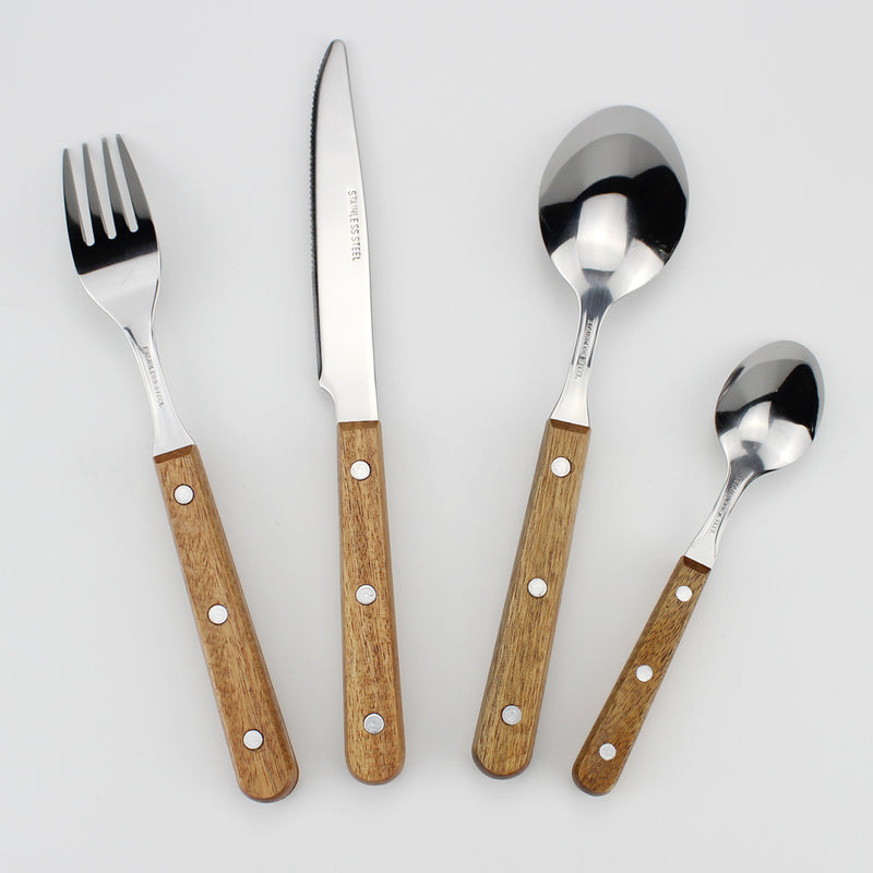 Delightful Stainless Steel Wooden-Handle Cutlery Set