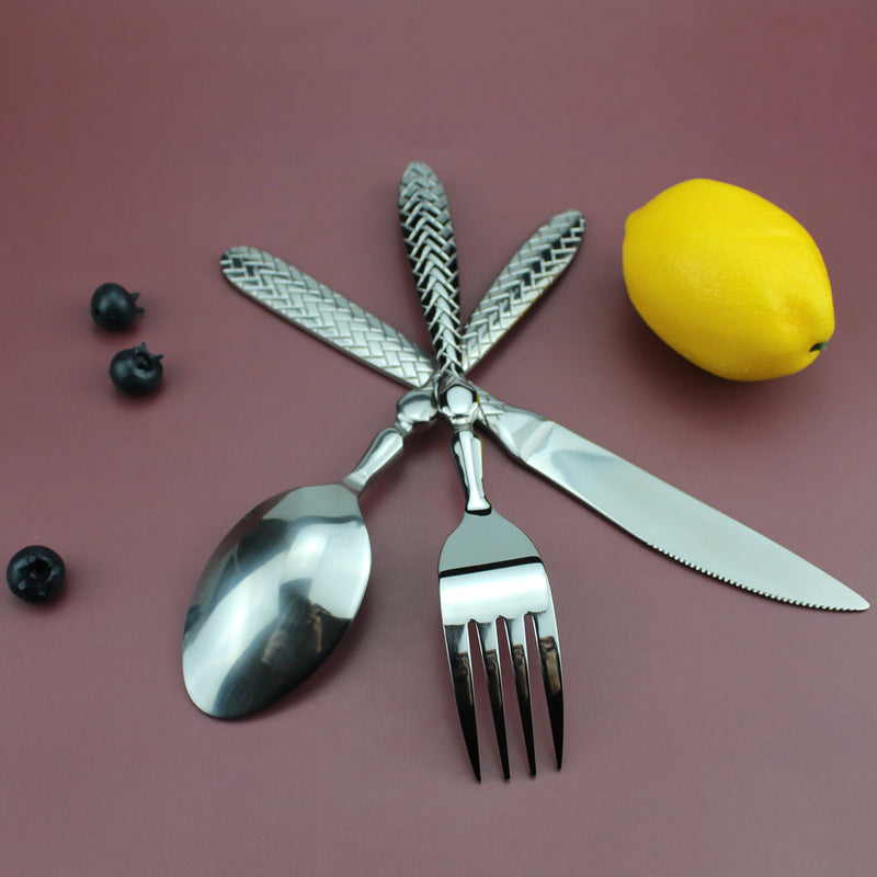 Exquisite Woven Pattern Stainless Steel Cutlery Set