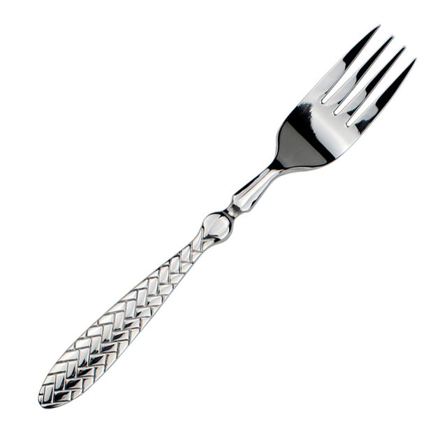 Exquisite Woven Pattern Stainless Steel Cutlery Set