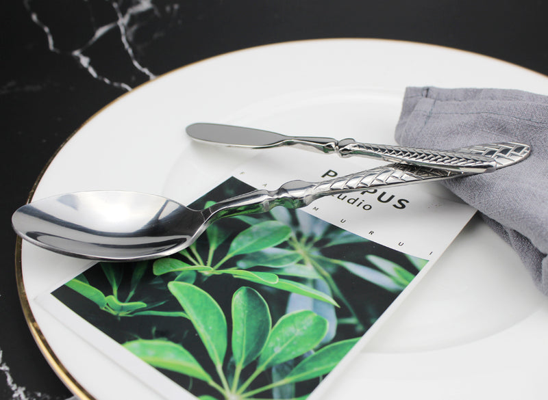 Exquisite Woven Pattern Stainless Steel Cutlery Set