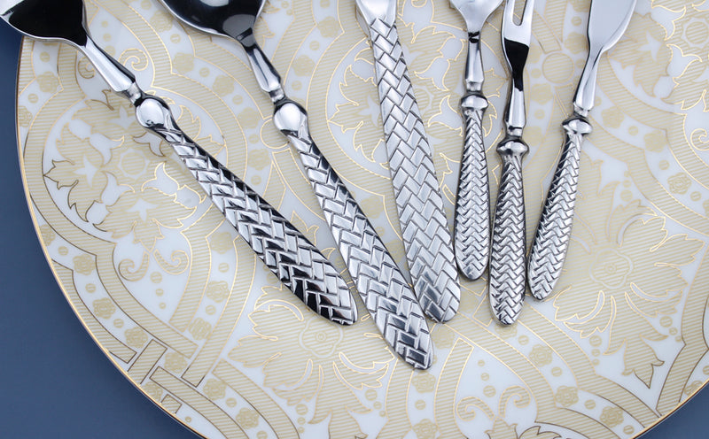 Exquisite Woven Pattern Stainless Steel Cutlery Set