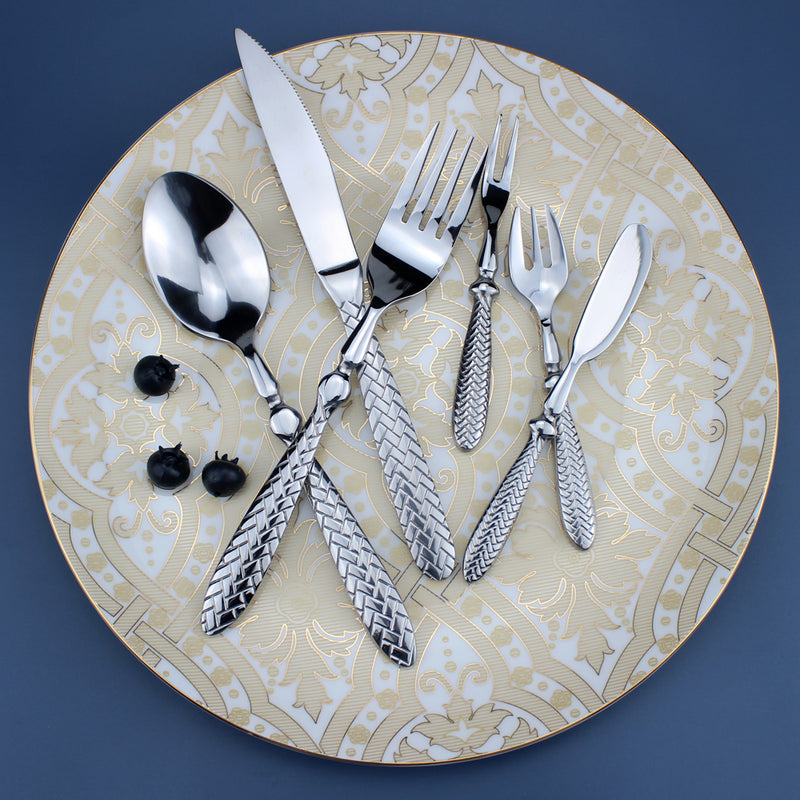 Exquisite Woven Pattern Stainless Steel Cutlery Set