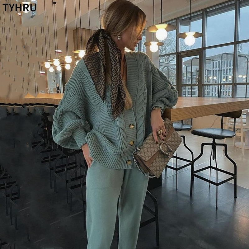 Sweat Pants and Cardigan Set