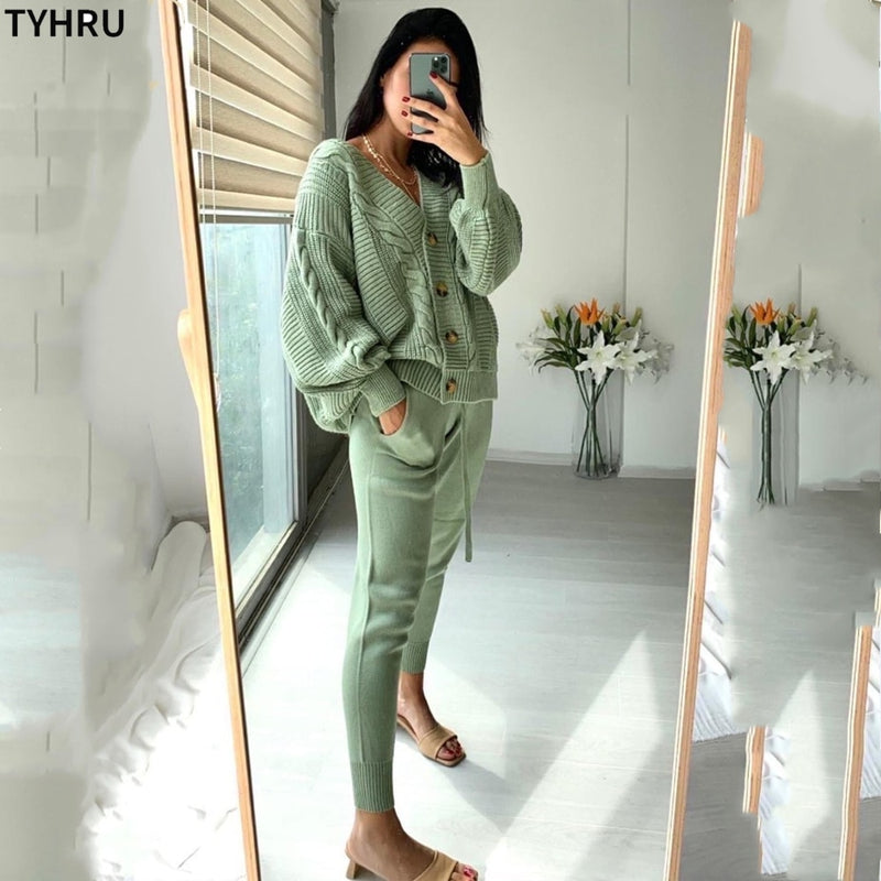 Sweat Pants and Cardigan Set