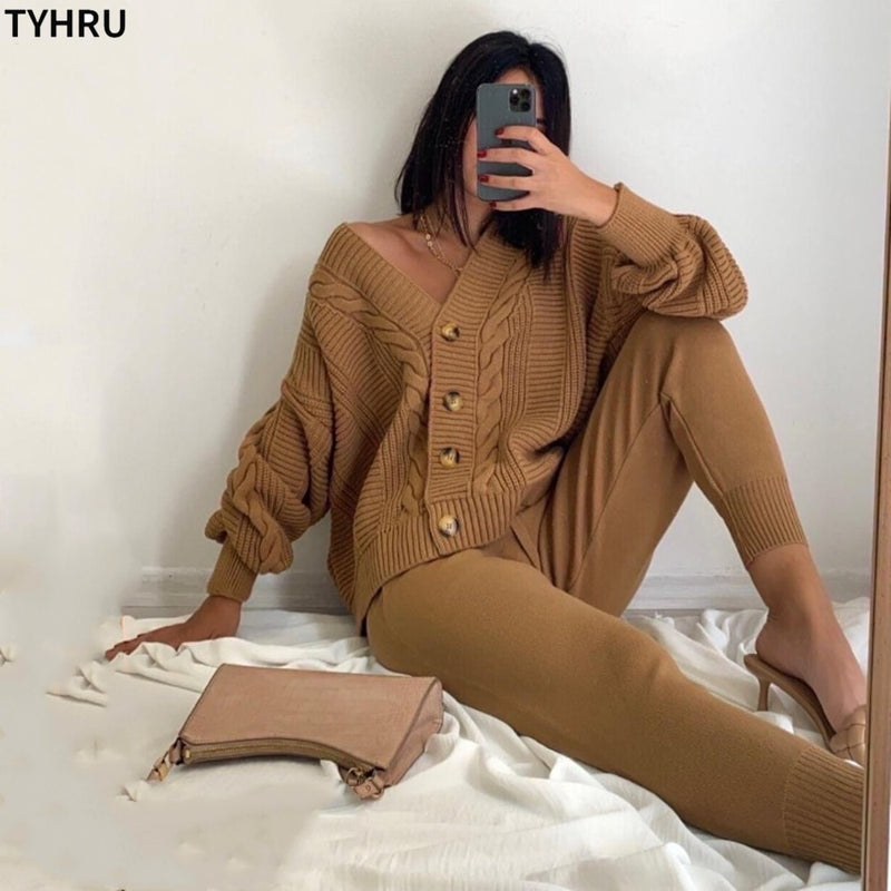 Sweat Pants and Cardigan Set
