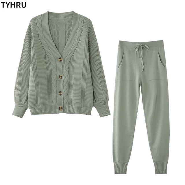 Sweat Pants and Cardigan Set