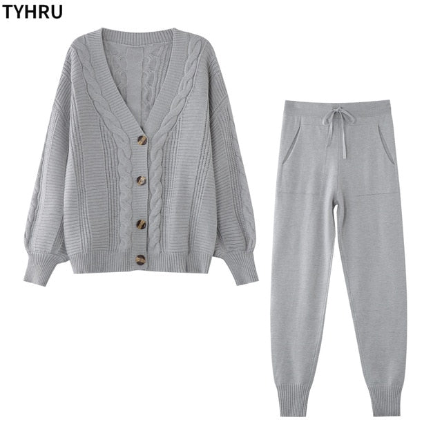 Sweat Pants and Cardigan Set
