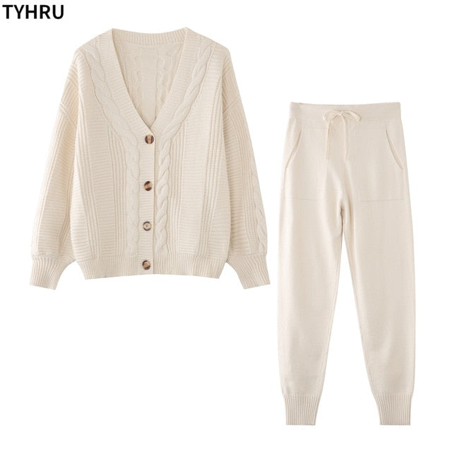 Sweat Pants and Cardigan Set