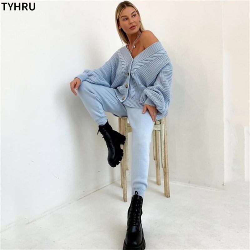 Sweat Pants and Cardigan Set
