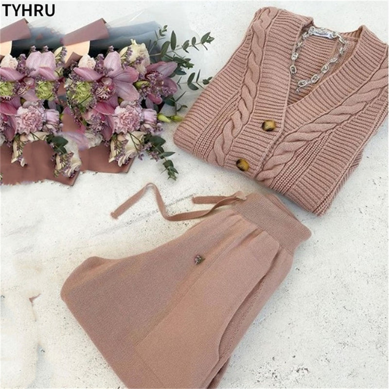 Sweat Pants and Cardigan Set