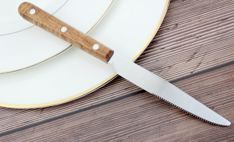 Delightful Stainless Steel Wooden-Handle Cutlery Set