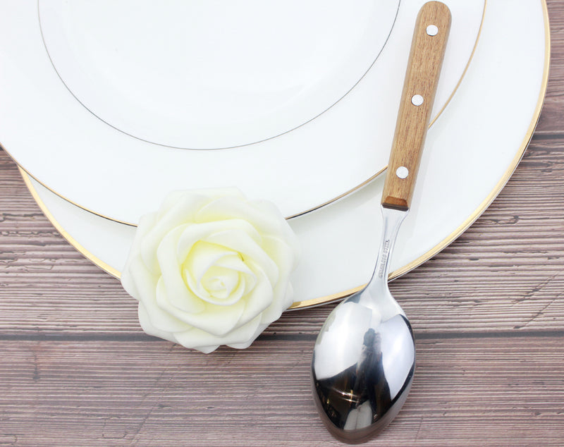 Delightful Stainless Steel Wooden-Handle Cutlery Set