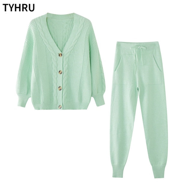 Sweat Pants and Cardigan Set