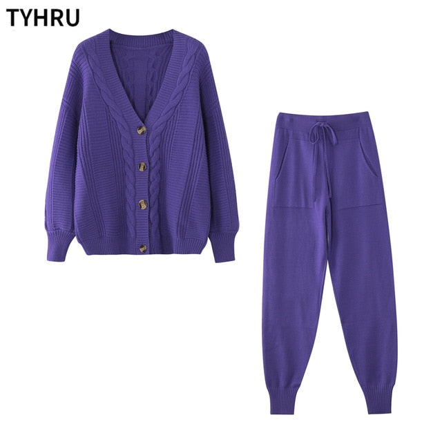 Sweat Pants and Cardigan Set
