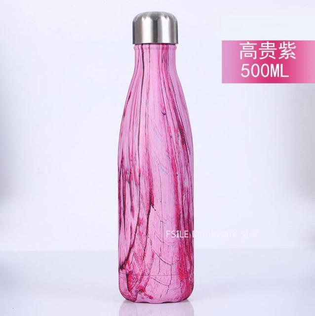Patterned Stainless Steel Water Bottle (500 ml, 1,000 ml)