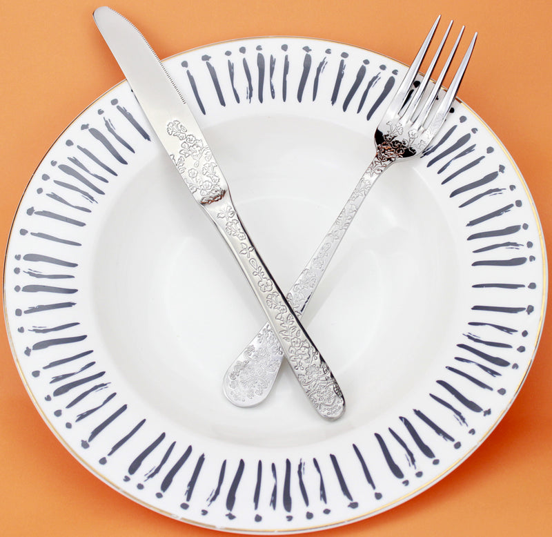 Elegant Flower Pattern Cutlery Set