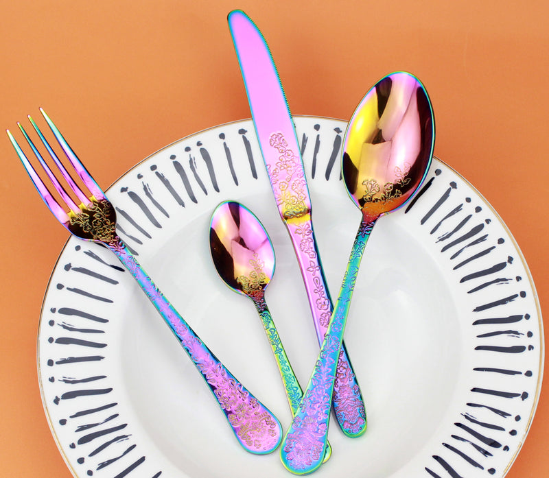 Elegant Flower Pattern Cutlery Set