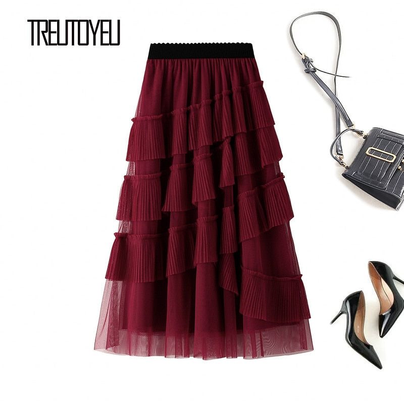 Full-Length Ruffled Skirt