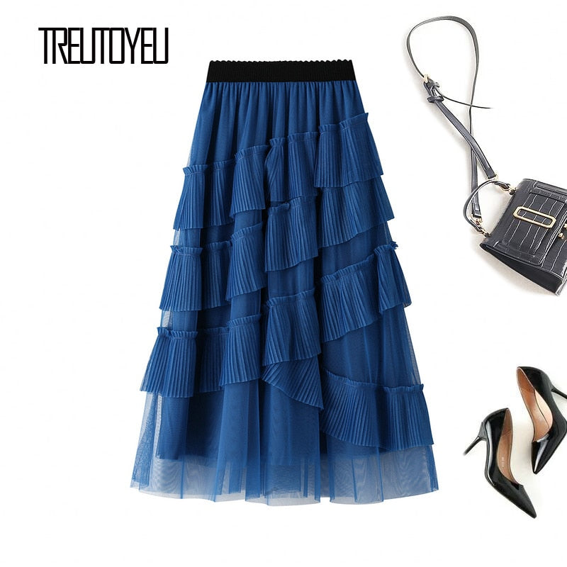 Full-Length Ruffled Skirt
