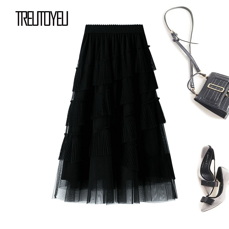 Full-Length Ruffled Skirt