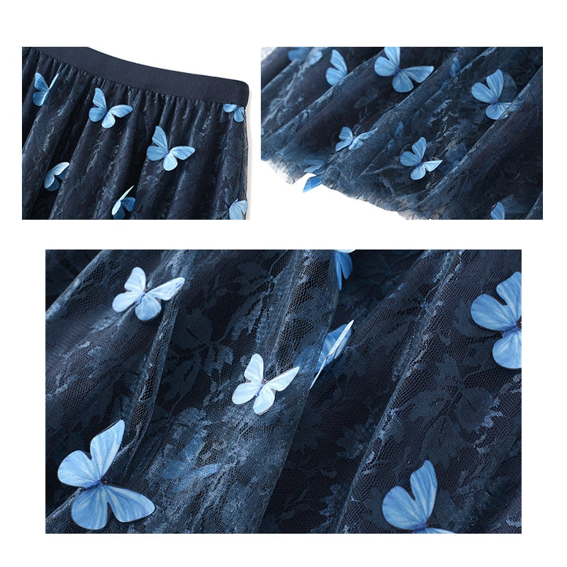 Butterfly Lace Full-Length Skirt