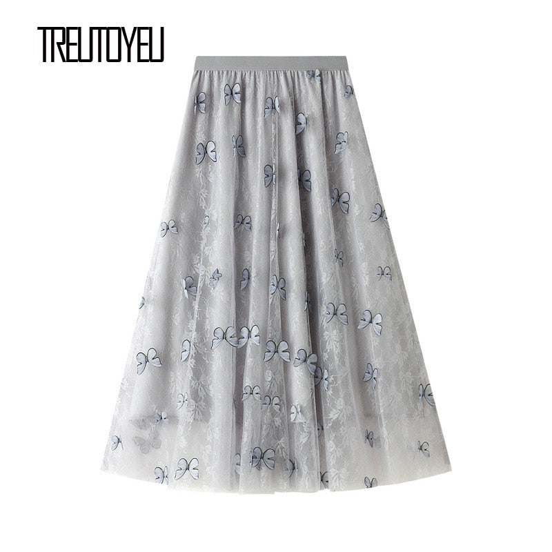 Butterfly Lace Full-Length Skirt