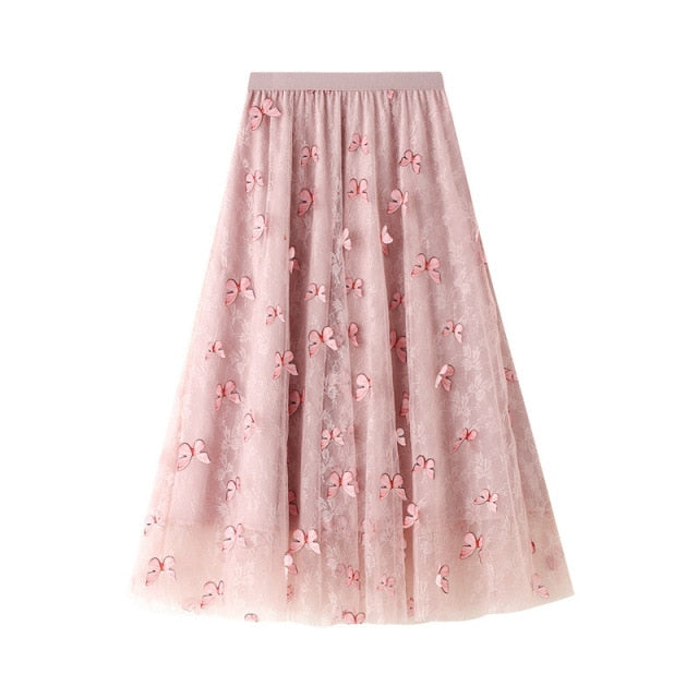 Butterfly Lace Full-Length Skirt