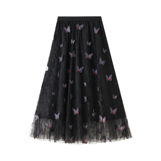 Butterfly Lace Full-Length Skirt