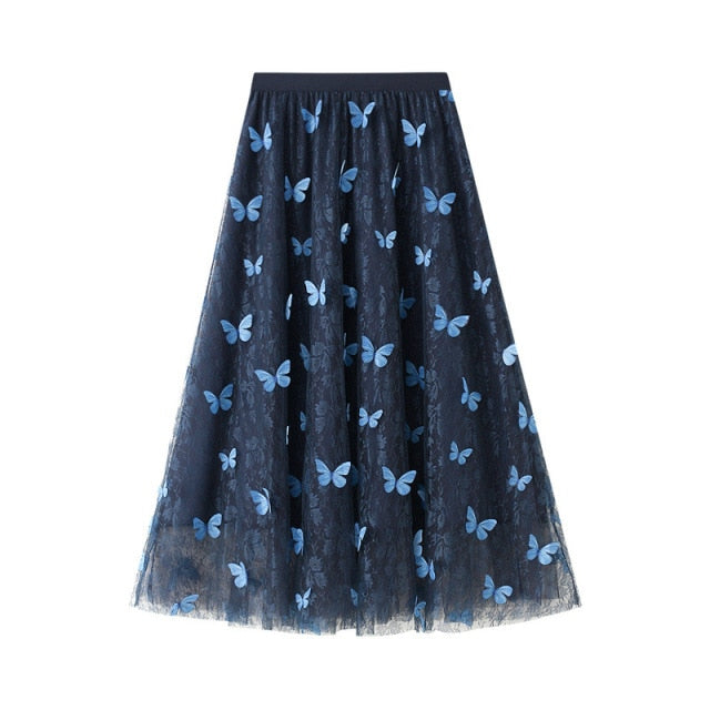 Butterfly Lace Full-Length Skirt