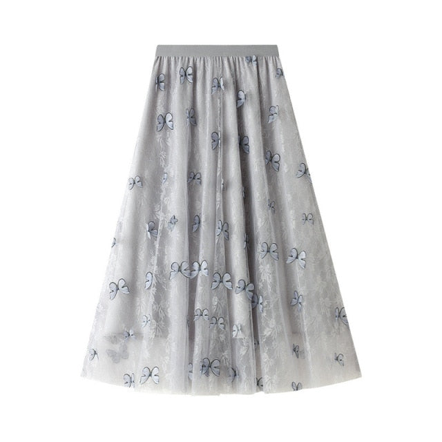 Butterfly Lace Full-Length Skirt
