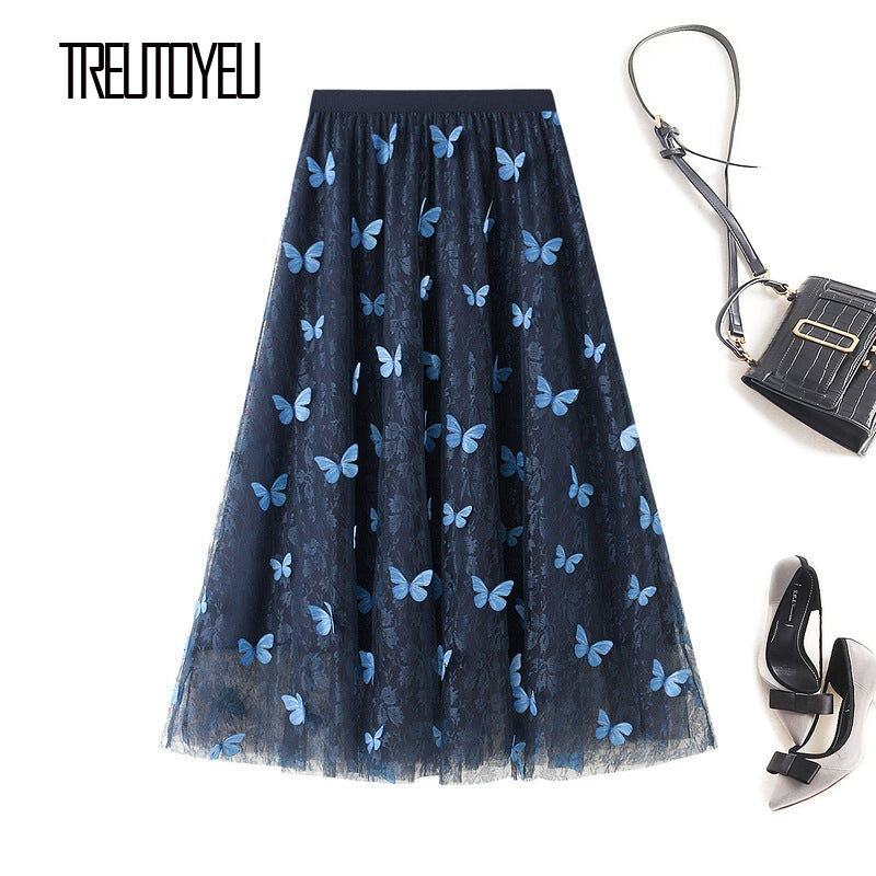 Butterfly Lace Full-Length Skirt