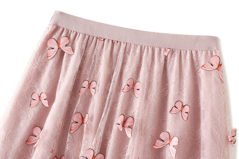 Butterfly Lace Full-Length Skirt