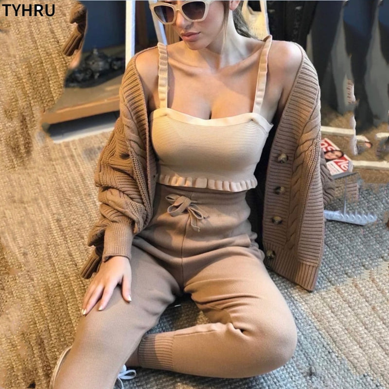 Sweat Pants and Cardigan Set
