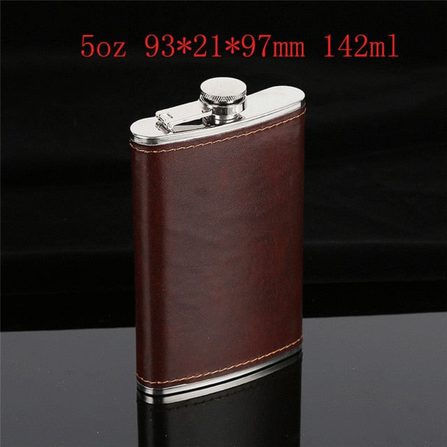 Stainless Steel Leather Hip Flask