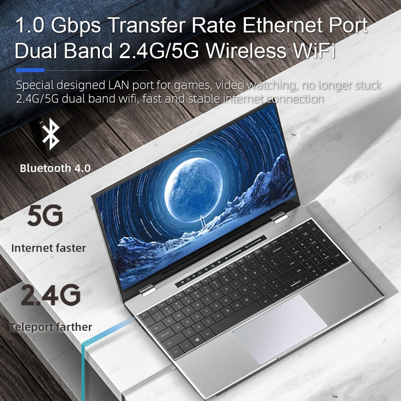 Dere TBook T10 Laptop Intel Core i5 15.6" FHD IPS Laptop Windows 10 Pro 16 GB 512 GB SSD Metal Notebook
