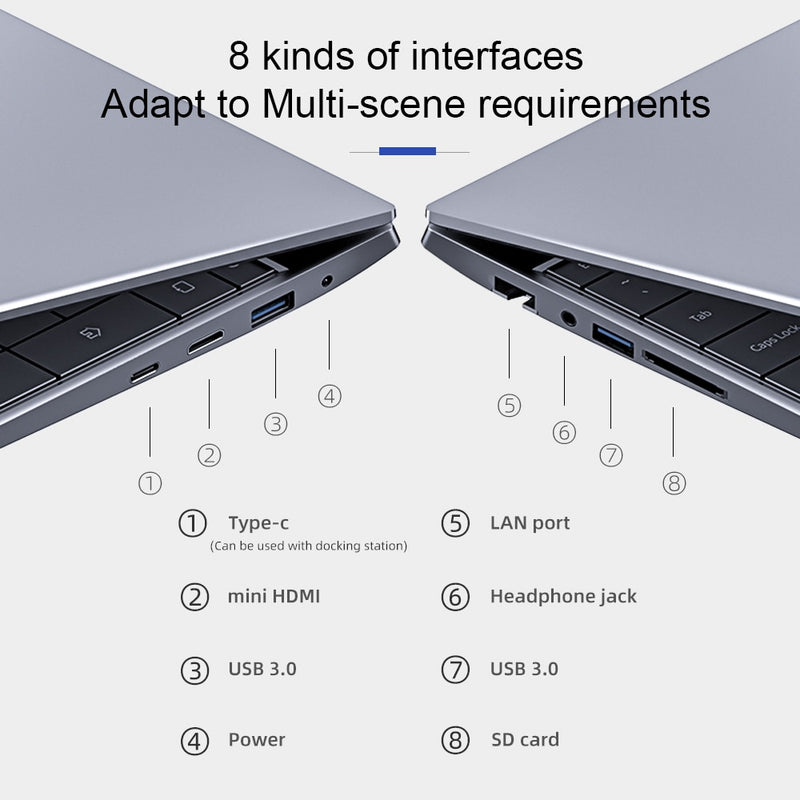 Dere TBook T10 Laptop Intel Core i5 15.6" FHD IPS Laptop Windows 10 Pro 16 GB 512 GB SSD Metal Notebook