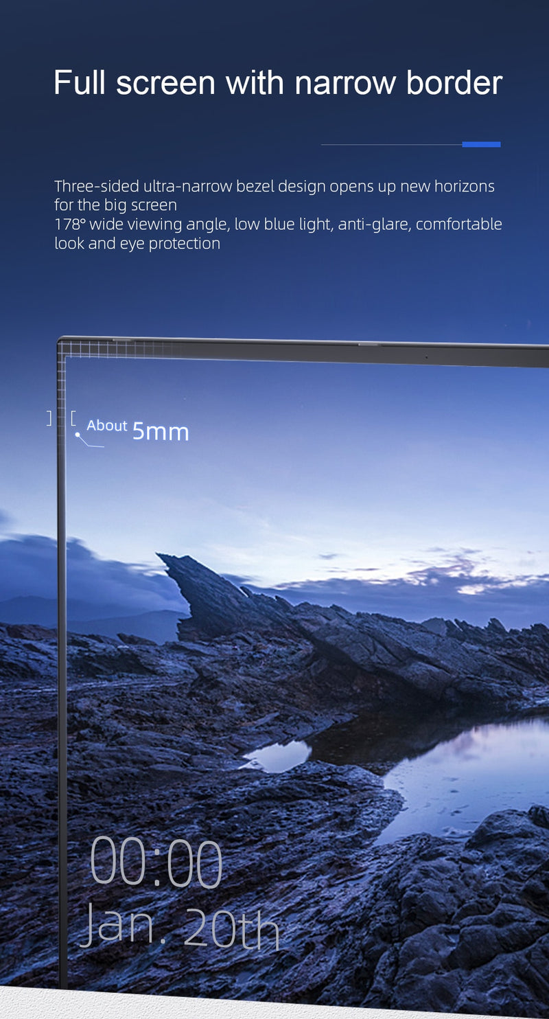 Dere TBook T10 Laptop Intel Core i5 15.6" FHD IPS Laptop Windows 10 Pro 16 GB 512 GB SSD Metal Notebook