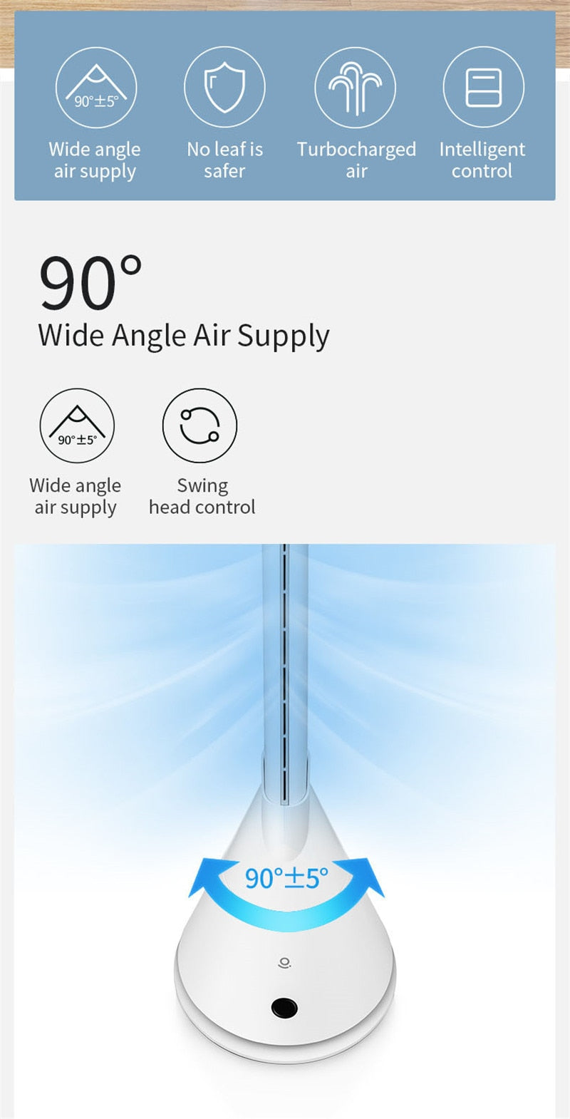 Lightweight Thin Oscillating Smart Tower Fan