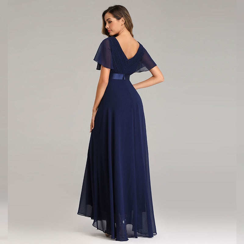 Floor-length V-Neck Flowing Evening Gown