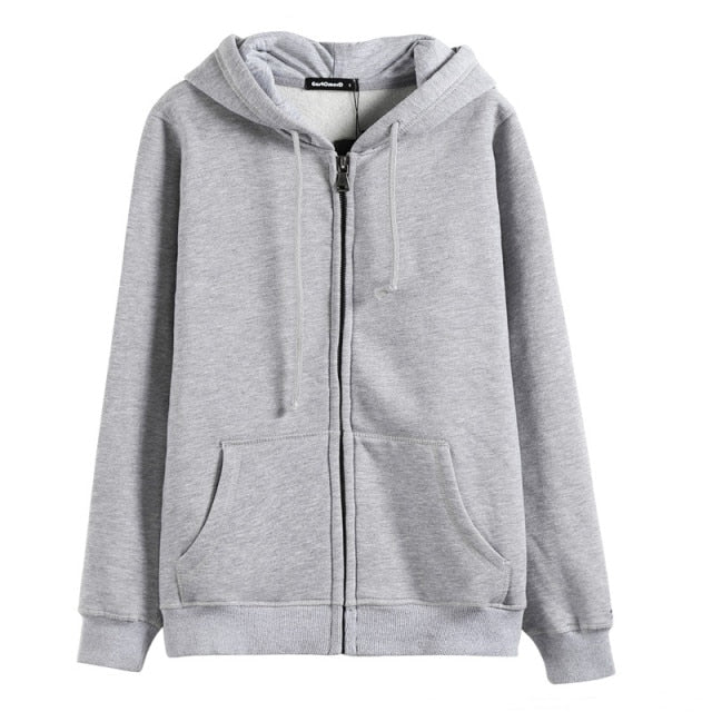 Cotton Solid Color Sweatshirt Zip-Up or Pullover