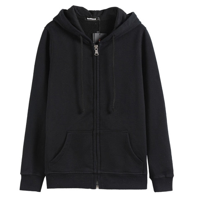 Cotton Solid Color Sweatshirt Zip-Up or Pullover