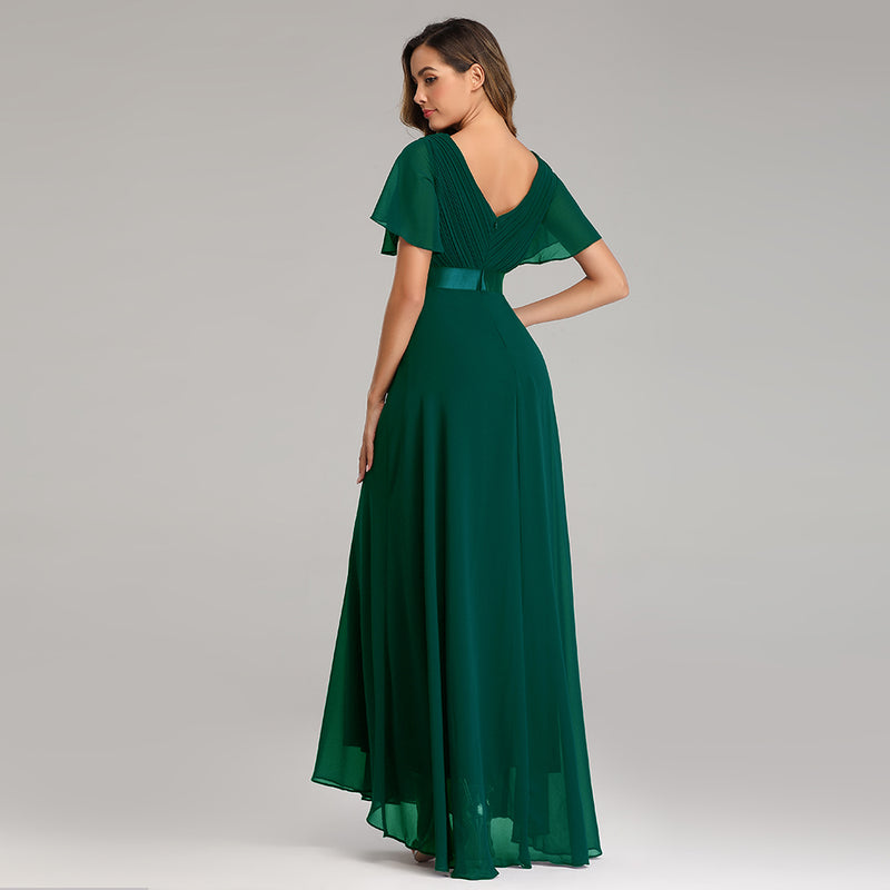Floor-length V-Neck Flowing Evening Gown
