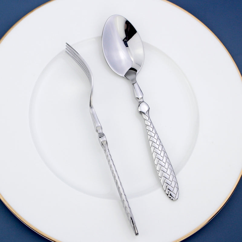 Exquisite Woven Pattern Stainless Steel Cutlery Set