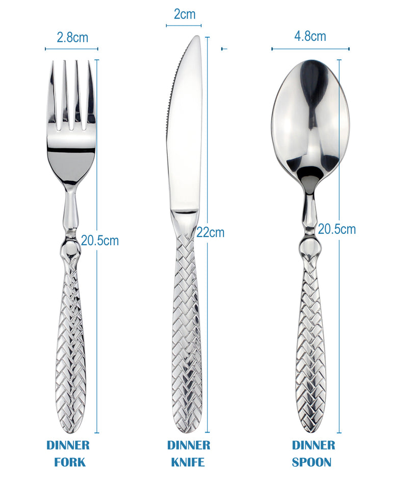 Exquisite Woven Pattern Stainless Steel Cutlery Set
