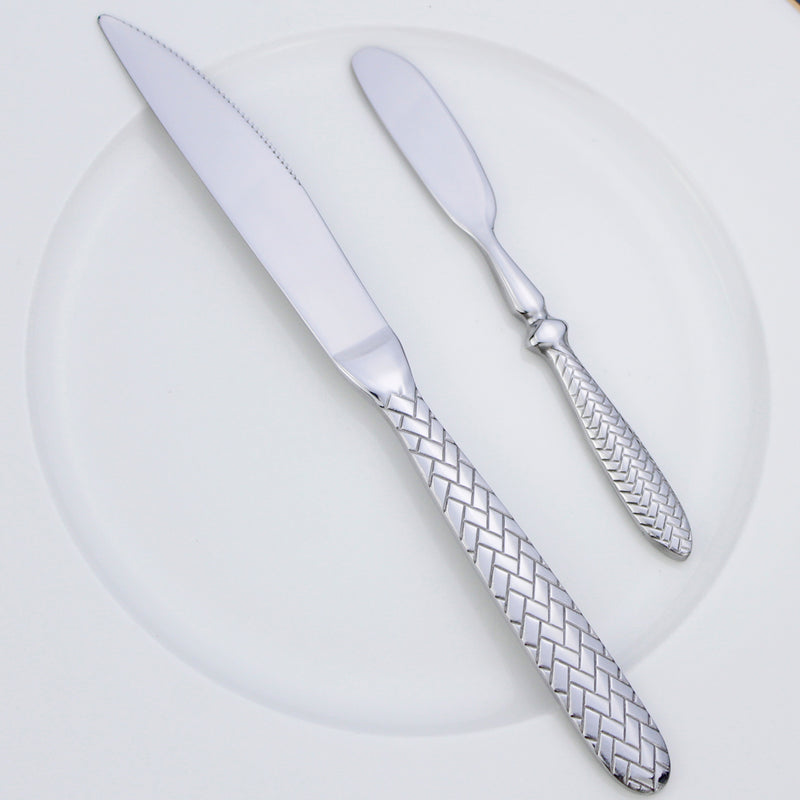 Exquisite Woven Pattern Stainless Steel Cutlery Set